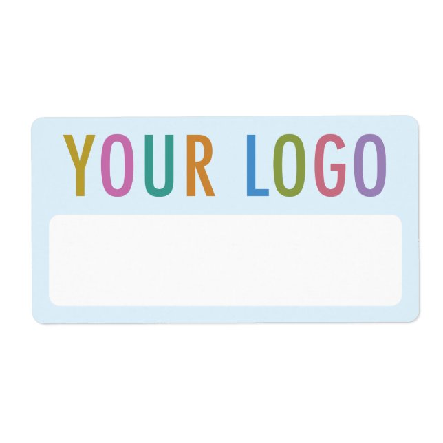 Blå tomma namnstickers med logotyp etiketter fraktsedel (Framsidan)