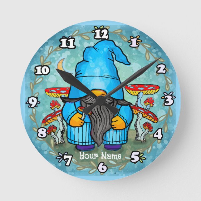 Blå tomte  rund klocka (Framsida)