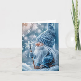 Blå tomte viklad julkort helgkort