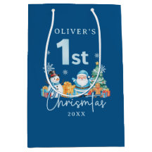 Blå tomten 1:a jul med Snögubbe, Träd och Gi