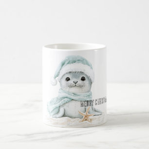 Blå tomten Hat Scarf Seal jul Kaffemugg