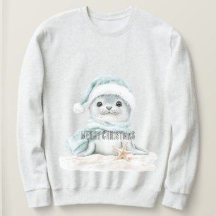 Blå tomten Hat Scarf Seal jul T Shirt