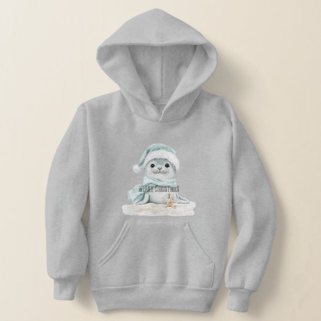 Blå tomten Hat Scarf Seal jul T Shirt (Laydown)