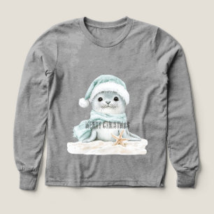 Blå tomten Hat Scarf Seal jul T Shirt