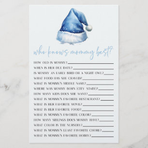 Blå tomten som känner Mamma Baby Shower Game Brevpapper