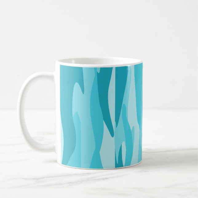 Blå Ton Abstrakt Kamouflage Kastkudde Kaffemugg (Vänster)