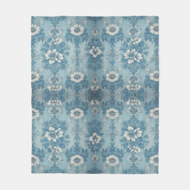 Blå ton Blommig Design  Fleecefilt (Framsidan)