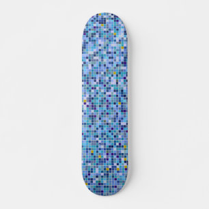 Blå toner Tile Mönster Skateboard (Square Mosaic B