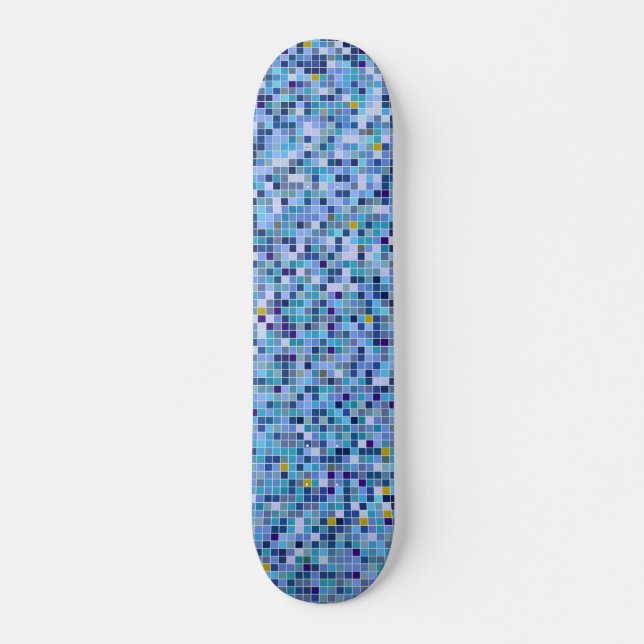 Blå toner Tile Mönster Skateboard (Square Mosaic B (Framsida)