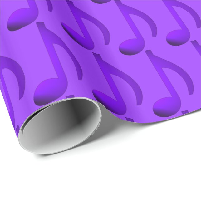Blå toner Upprepande musiknoter Lila mönster Presentpapper (Rullad Hörn)