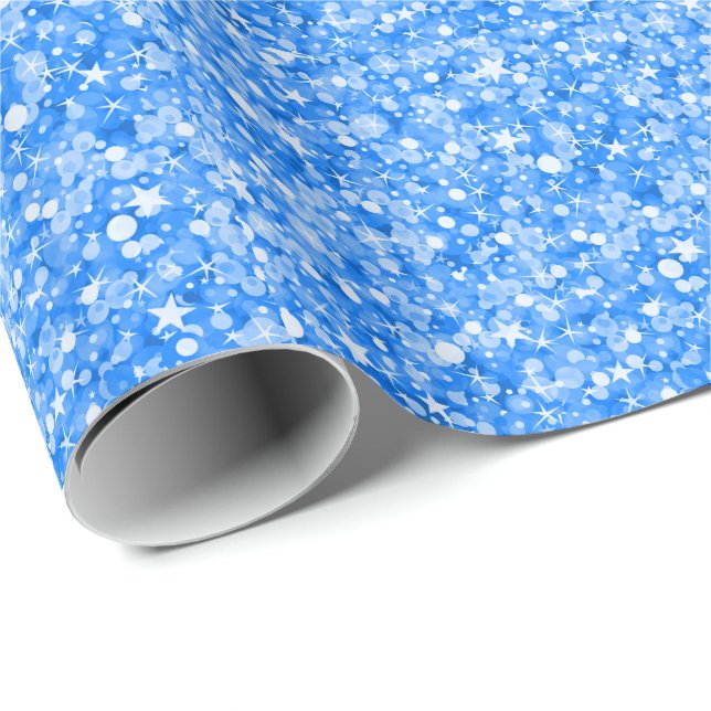 Blå tonfiskar Glitter och miniatyrdiagram Presentpapper (Rullad Hörn)