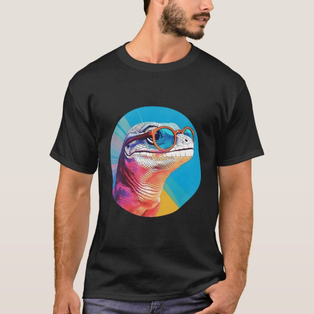 Blå tongurad bakåtsolja av skink t shirt (Framsida)