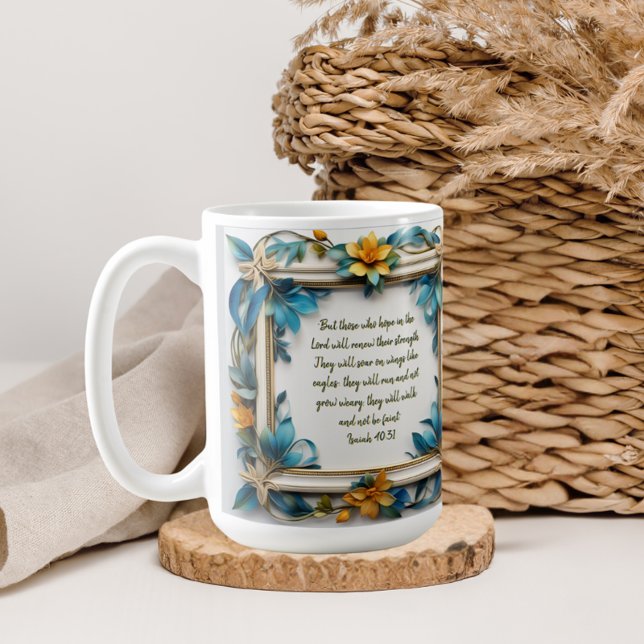 Blå Topas Blommande Ram Kaffemugg (Skapare uppladdad)