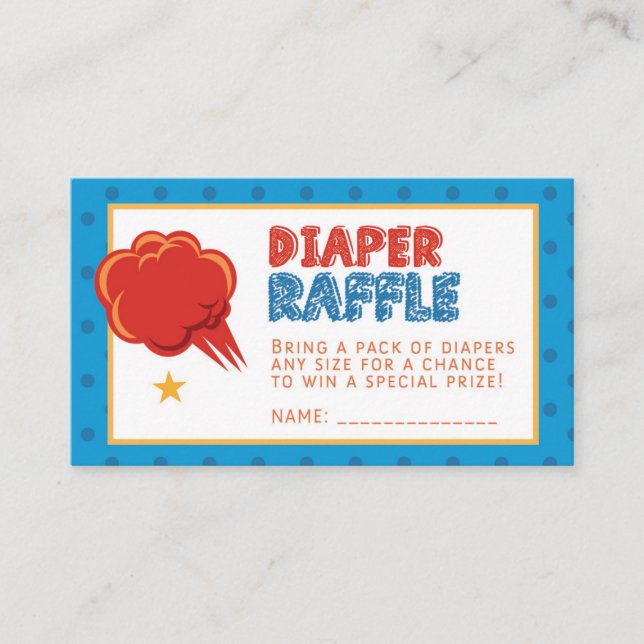 Blå Toppen Baby Diaper Raffle Biljett Tilläggskort (Framsida)