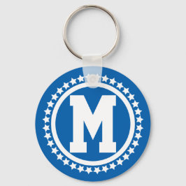 Blå Toppen Star Monogrammed Nyckelring