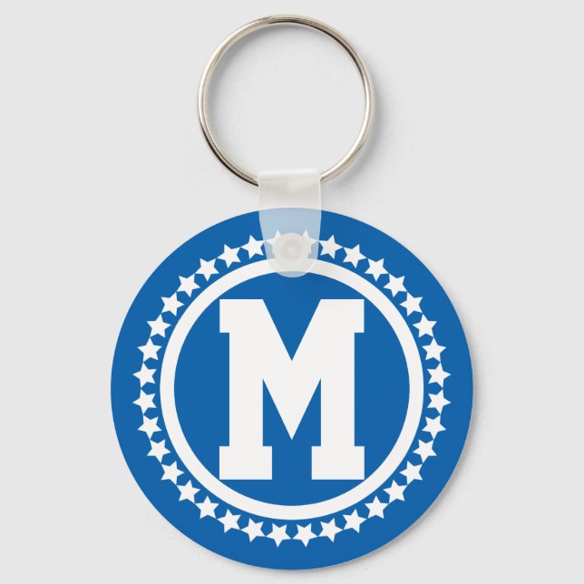 Blå Toppen Star Monogrammed Nyckelring (Framsida)