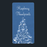 Blå Träd-bricketiketter i sparsam Helgdag Fraktsedel<br><div class="desc">Enkelt men mycket elegant Sparkly Helgdag Baking Labels i blått med en snabb Julgran dekorerad med belyst mousserande lökar. De här vackra etiketterna kommer att tillföra sofistikering och glam till alla dina utsökta bakade helgdag. Enkel att anpassa, lägg bara till den personlig du väljer. Klicka på knappen "Anpassa" om du...</div>