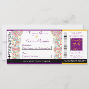 Blå Träd/Snowf Boarding Pass Bröllopinbjudan Inbjudningar