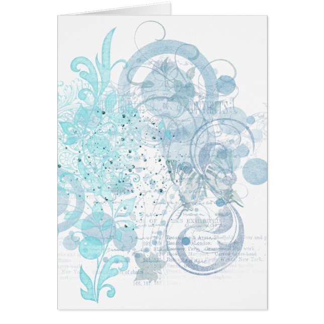 Blå trådar hälsningskort (Framsidan)