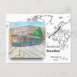 Blå trådbuss i Stockholm, Sverige Vykort