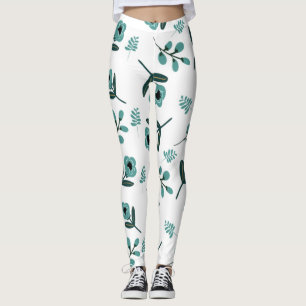 Blå trädgård blommande natt  leggings