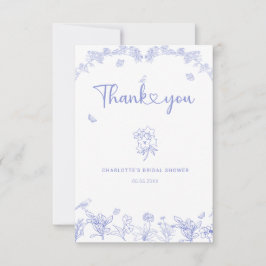 Blå trädgård Chinoiserie Bröllopsfest Tack Kort