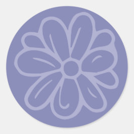 Blå Trädgårdsblomma Runt Klistermärke