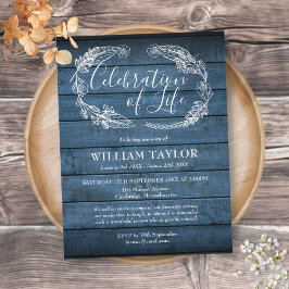 Blå Träfirande Livets Begravningsinbjudan Meddelande Vykort