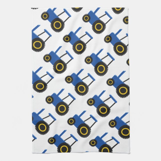Blå Traktor Design Kökshandduk (Vertikal)