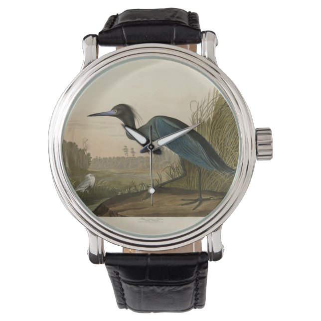 Blå Tranakran Audubontryck Kustkonst Armbandsur (Framsida)
