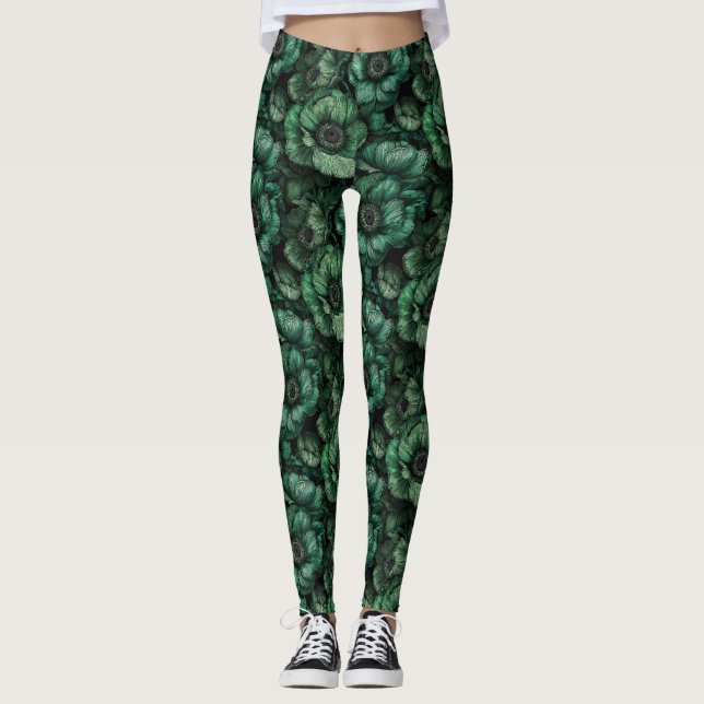 Blå Träningsanemoner Fantasi Bästa Vän Presentidée Leggings (Framsida)