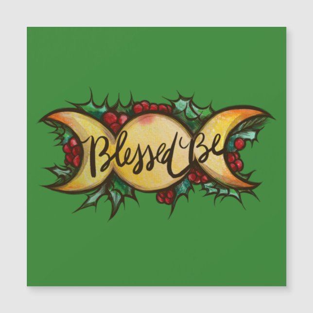 Blå trefaldig Måne Goddess Holly Yule (Framsida)