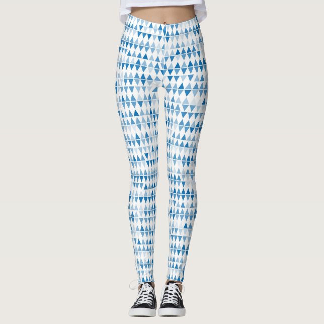Blå triangel mönster leggings (Framsida)