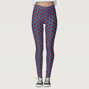 Blå triangeln Stjärtkrukor (röd och Himlar) Leggings