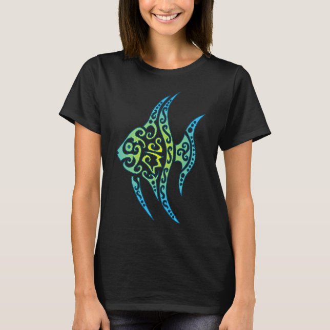 Blå tropisk fisk t shirt (Framsida)
