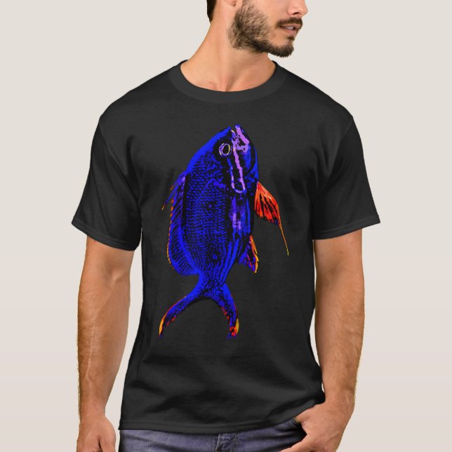 Blå tropisk fisk t shirt (Framsida)