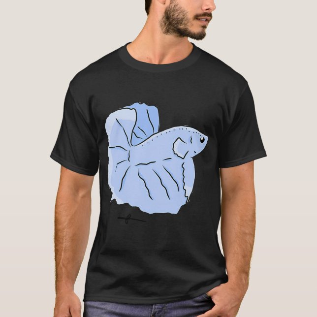 Blå tropisk fiskx t shirt (Framsida)