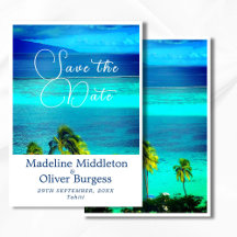 Blå Tropisk Ocean Destination Bröllop Förlovning