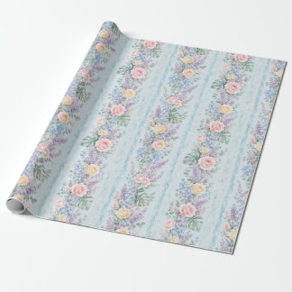 Blå Tropisk Ros Blommig Rand Present Presentpapper
