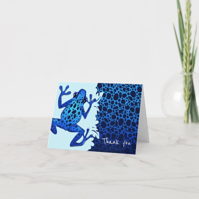 Blå tropiska grodor-Tackkort - blank Tack Kort (Framsida)