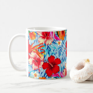 Blå Tropiska hibiscus-blommor Kaffemugg