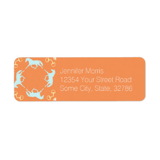 Blå trottohästar och Bits Mönster Returadress Etikett