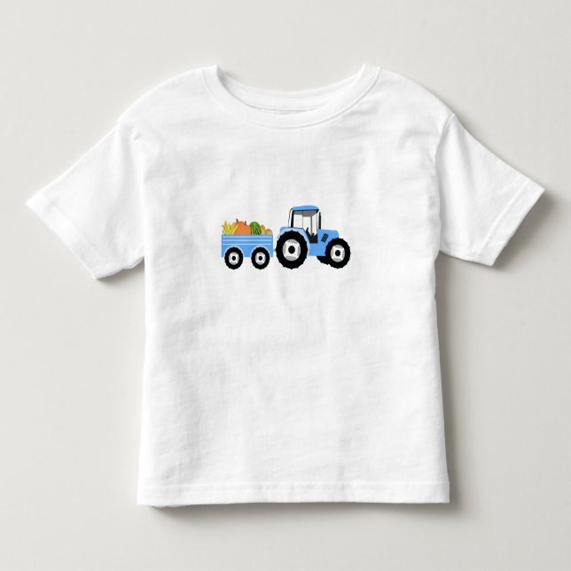 Blå Truck Farm Produkter T Shirt (Framsida)