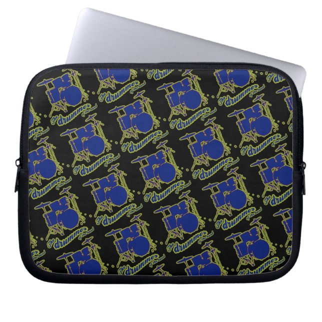 blå trummusik mönster laptop sleeve (Framsidan)