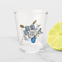 Blå trumset & gitarr shotglas