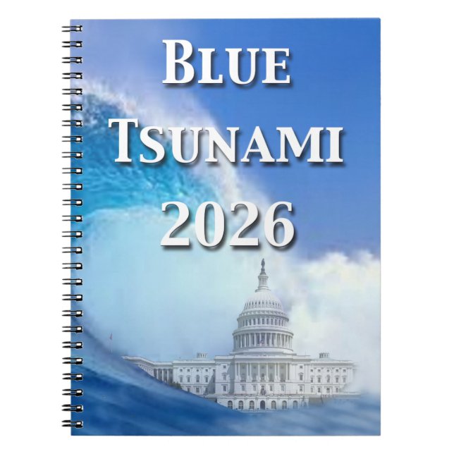 Blå Tsunami-valet 2026 Anteckningsbok (Framsidan)