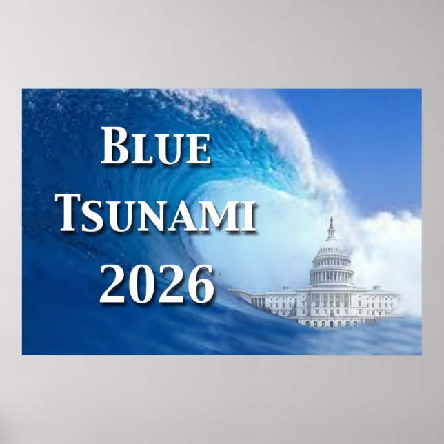 Blå Tsunami-valet 2026 Poster (Framsidan)