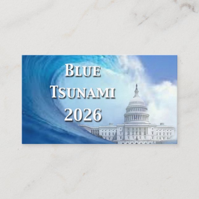 Blå Tsunami-valet 2026 Visitkort (Framsida)