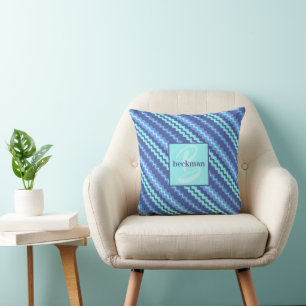 Blå tuggben, monogrammed kudde