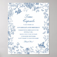 Blå tule de jouy Time Capsule Baby Birthday Game